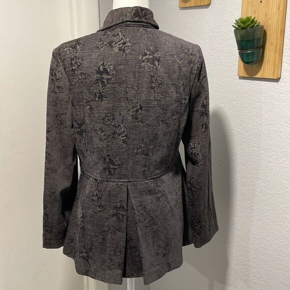 J. Jill Gray Velvety Tapestry Floral Pattern 3 Button Blazer Size Small - Picture 7 of 9